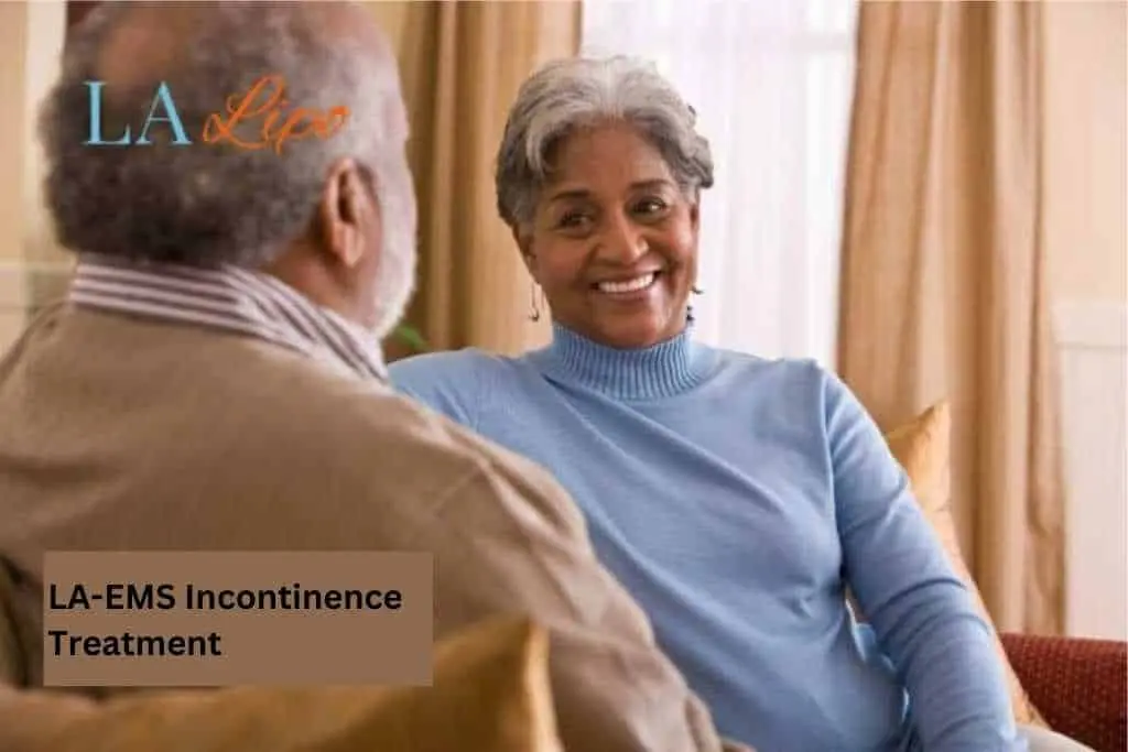 Couple sat smiling at each other - LA-EMS treatment Brentwood